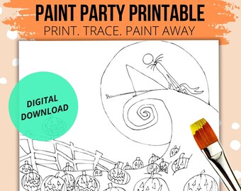 Jack Skellington Paint Party Stencil, Nightmare Before Christmas (Digital Download)