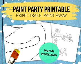 Mermaid Tail Paint Party Printable | DIY Canvas Stencil (Digital Download)