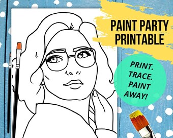 Woman with Tears Paint Party Stencil | DIY Pre-Drawn Canvas (PDF)