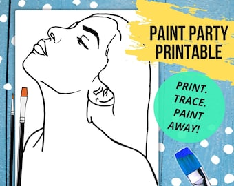 Woman Looking Up Paint Party Stencil | DIY Printable (PDF)