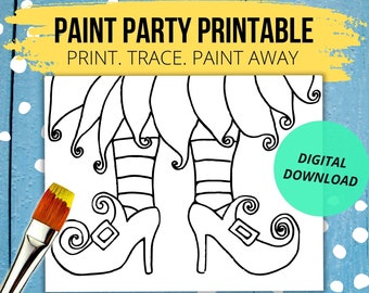 Witch Shoes Paint Party Printable | Halloween DIY Canvas (PDF & SVG)