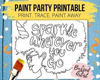 Feminine Paint Party Stencil | DIY Pre-Drawn Canvas (PDF Pattern)
