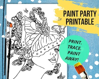 Butterfly Canvas Stencil | DIY Paint Party, Adult Painting (Digital Download)