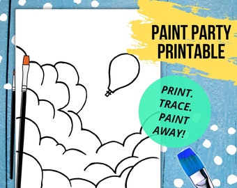 Hot Air Balloon Paint Party Stencil | DIY Canvas Art (PDF)