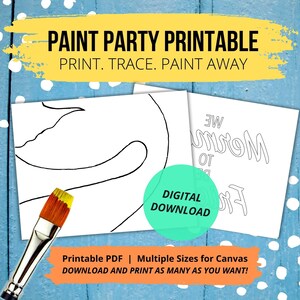 DIY Paint Party Printable| Pre-drawn Outline Canvas | Digital Paint and Sip Stencil |Adult Painting | Pre-sketched | Mermaid Tail Inpsire