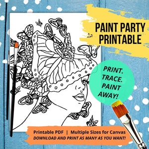 Pre-drawn Butterfly Canvas Stencil | DIY Paint Party Printable| | Digital Paint and Sip Traceable |Adult Painting | Pre-sketched