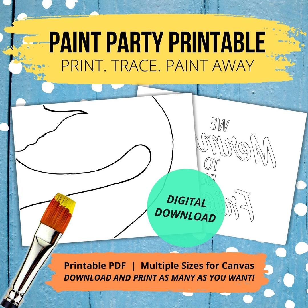 DIY Paint Party Printable| Pre-drawn Outline Canvas | Digital Paint and Sip Stencil |adult ...