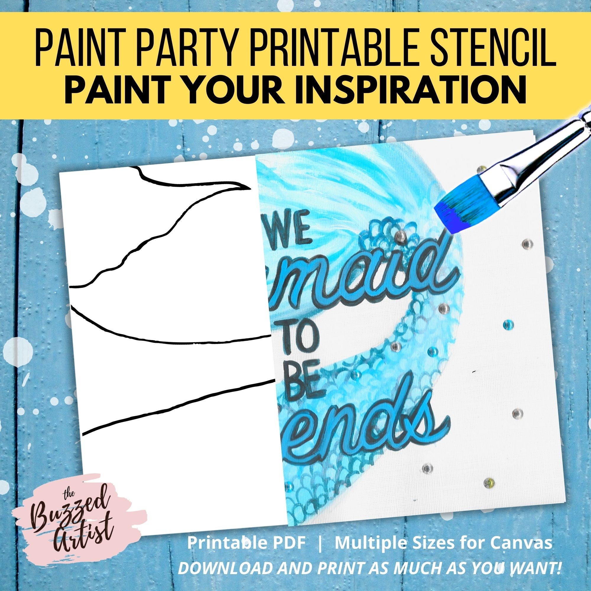 DIY Paint Party Printable| Pre-drawn Outline Canvas | Digital Paint and Sip Stencil |adult ...