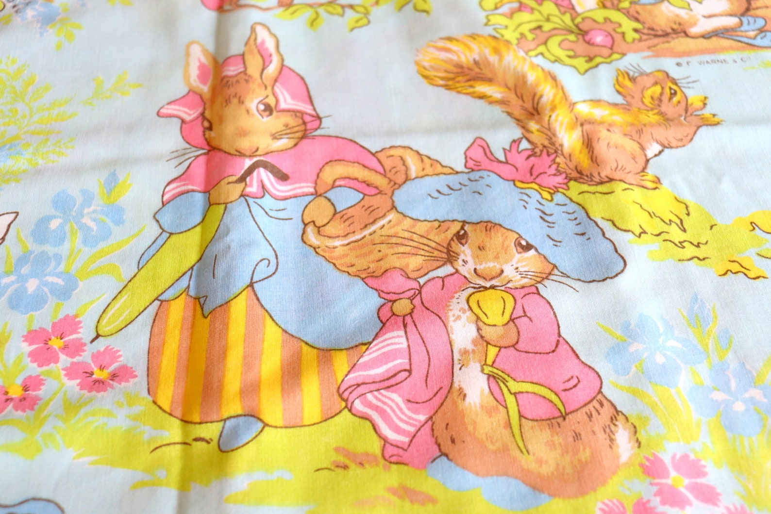 Vintage Peter Rabbit Beatrice Potter Light Blue With Multi Color Twin ...