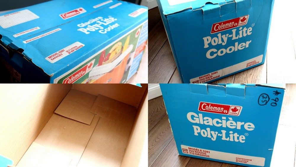 Vintage Canadian Coleman Red Cooler Box Poly-lite Polylite Box