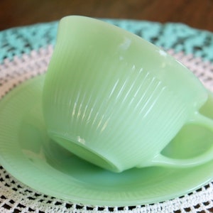 Vintage Fire King Jadeite Jane Ray Cup and Saucer Beautiful Condition!!
