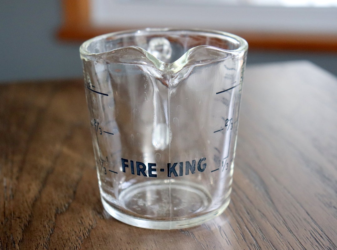 Vintage Fireking Measuring Cup 496 1 Cup Dark Blue Lettering Etsy