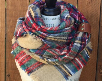 Blanket Scarf, Scarves For Women, Plaid Scarf, Plaid Infinity Scarfs, Plaid Scarf Infinity, Infinity Scarf, Blanket Scarfs, Plaid Scarfs