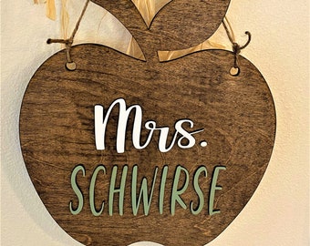 Teacher GiftTeacher apple signTeacher appreciationApple Teacher signTeacher desk signTeacher GiftTeacher Name SignTeacher best seller