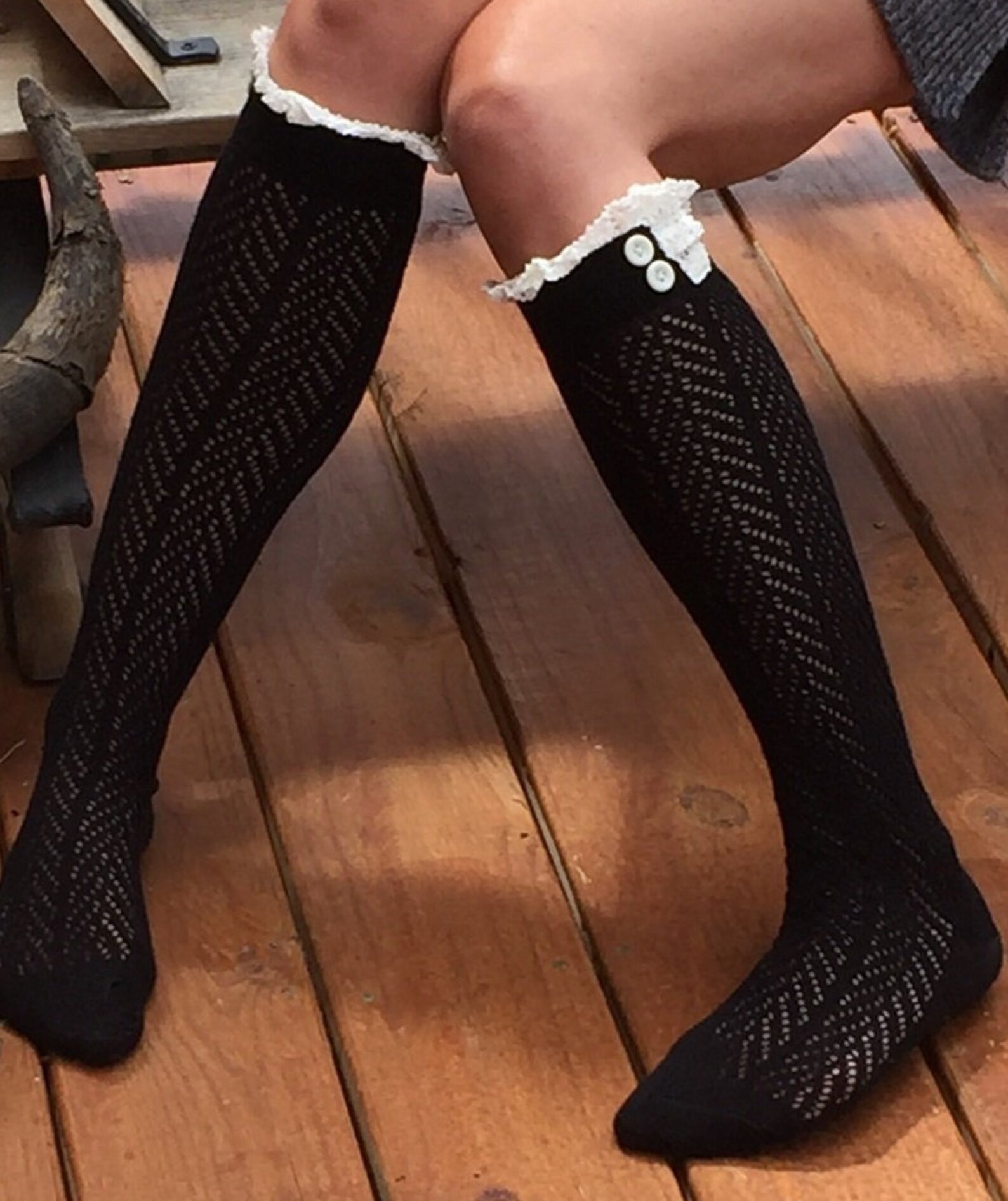 ladies boot socks with lace