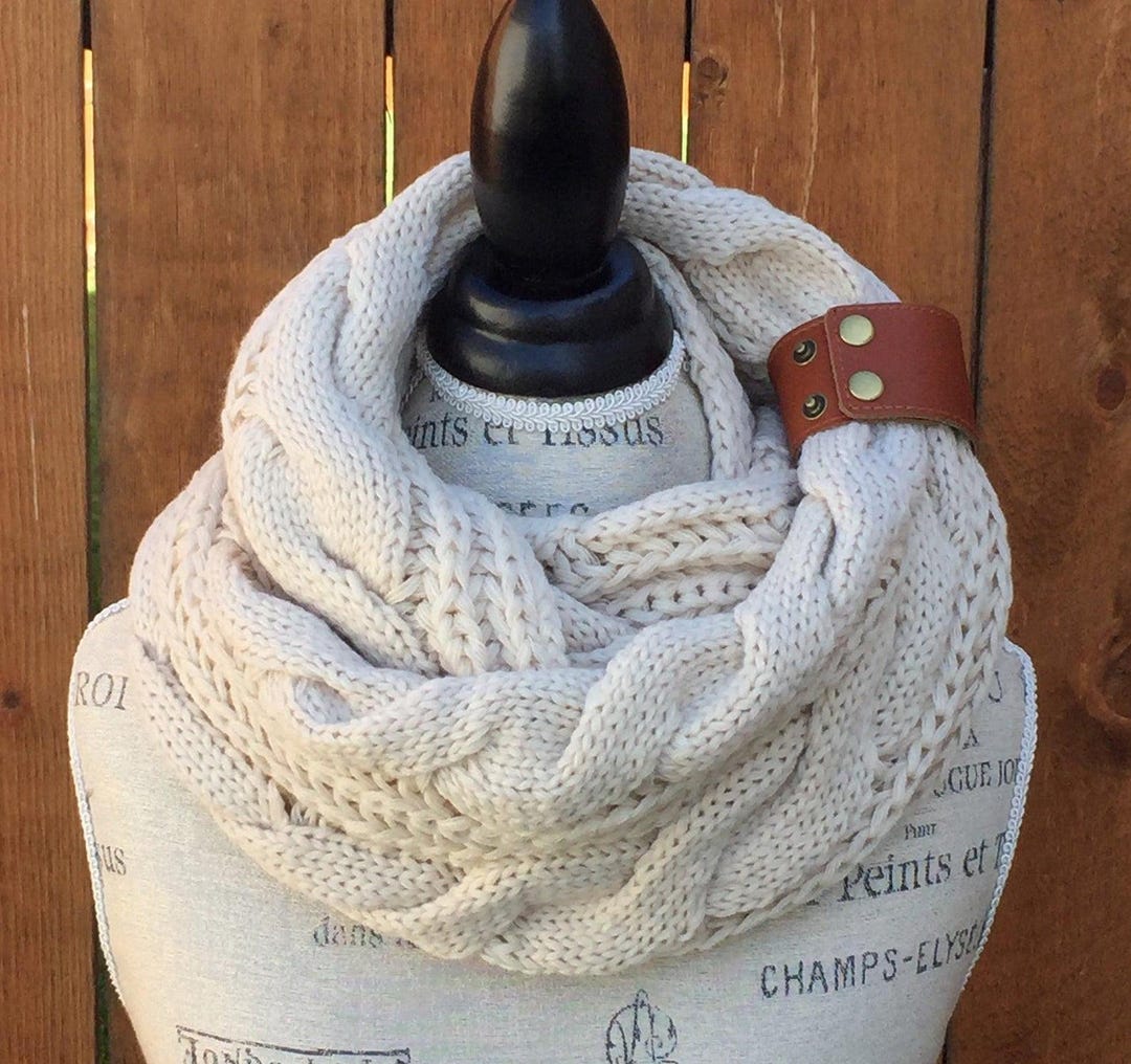 Handmade Chunky Knit Infinity Scarf: Basket Weave Acrylic - Etsy