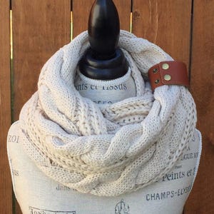 Handmade Chunky Knit Infinity Scarf: Basket Weave Acrylic