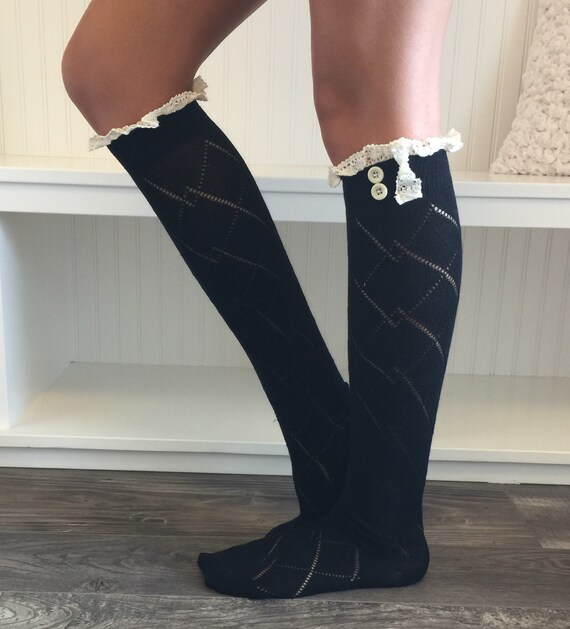womens boot socks with lace