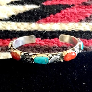 Carmelita Simplicio Turquoise, Coral & Sterling Silver Bracelet