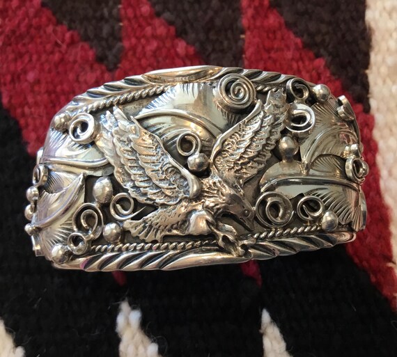 Detailed!! Intricate Native American Navajo Sterling Silver Memory Bracelet Detailed!! Intricate Native American Navajo Sterling Silver Memory Bracelet
