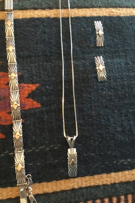 Pat Bedoni Navajo Silver & Gold Necklace - image 2