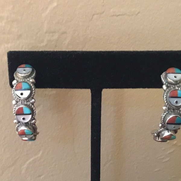 Zuni Sunface C Hoop Earrings