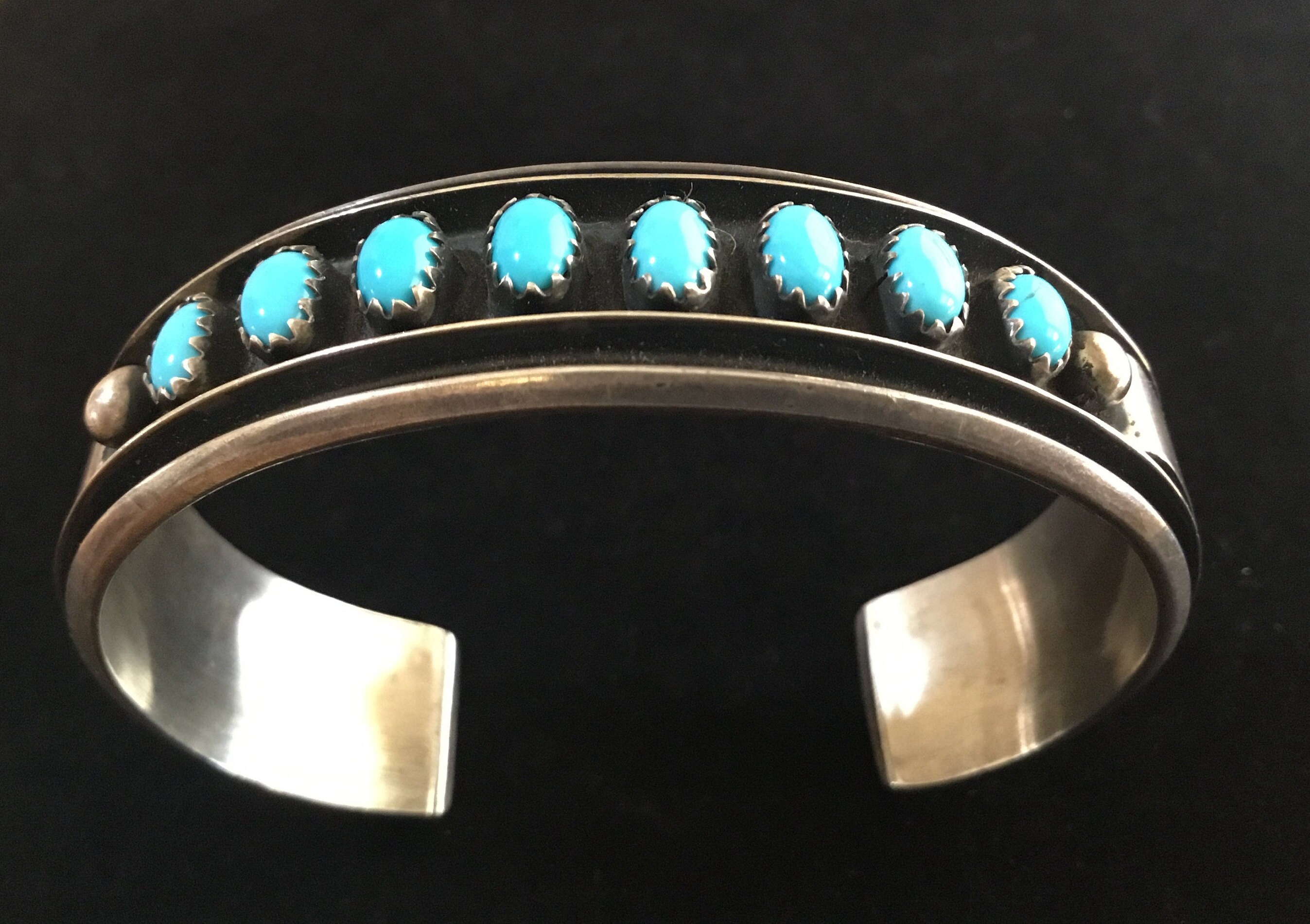 Starry Night Thick Native American Navajo Sterling Silver Heavy Slim Bracelet Starry Night Thick Native American Navajo Sterling Silver Heavy Slim Bracelet