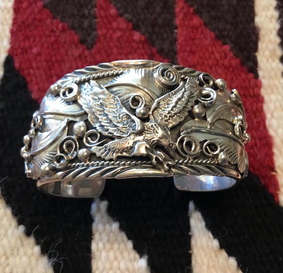 Detailed!! Intricate Native American Navajo Sterling Silver Memory Bracelet Detailed!! Intricate Native American Navajo Sterling Silver Memory Bracelet
