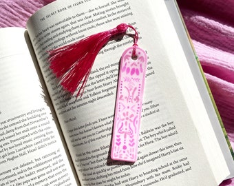 Hand Painted Polymer Clay Bookmark | Pink | Perfect Gift for Book Lovers