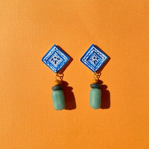 PAROS | Mediterranean | Mamma Mia Vibe | Greece Inspired | Vacation Wear | Blue and White | Colorful Handmade Polymer Clay Earring
