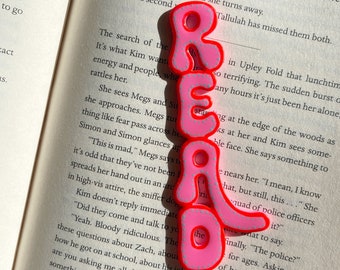 READ Hand Painted Polymer Clay Bookmark | Pink | Perfect Gift for Book Lovers