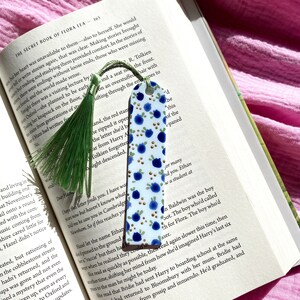 Hand Painted Polymer Clay Bookmark Fruity Blueberry Print Perfect Gift for Book Lovers image 1