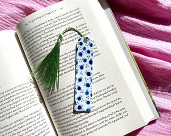 Hand Painted Polymer Clay Bookmark | Fruity Blueberry Print | Perfect Gift for Book Lovers