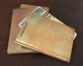 Portfel Wabi Minimalistyczny miedziany portfel EDC z blokadą RFID - Portfel Wabi - metalowy klips na pieniądze, wizytownik