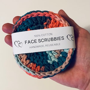Crochet Face Scrubbies Set of 3, 100% Cotton, Zero waste makeup remover