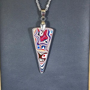 Fordite Necklace in Big Rig Fordite Inverted Triangle Shape is Reversible with Great Colors Chain Included image 2