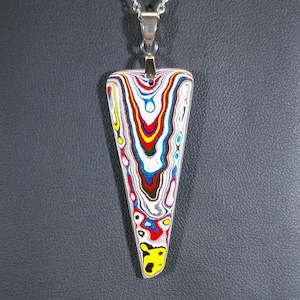 Fordite Necklace in Big Rig Fordite Reversible Inverted Triangle Shape