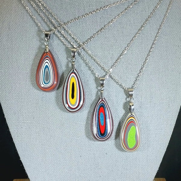 Fordite Necklace, Pick Your Color Option, Toledo Ohio Fordite, Fordite Pendant, Chain Included, Fordite Gift