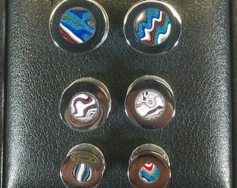Fordite Ear Gauges in Stainless Steel Pick Your Size