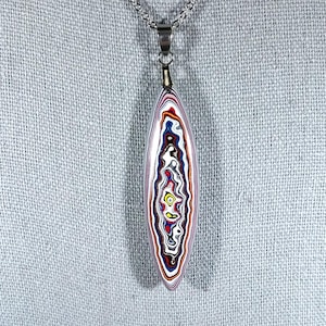 Fordite Necklace in Elongated Teardrop a Unique Handmade Statement Pendant