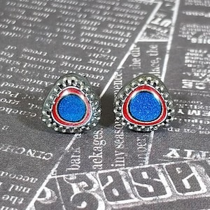 Blue Fordite Earring Studs in Antiqued Silver Featuring Missouri Fordite