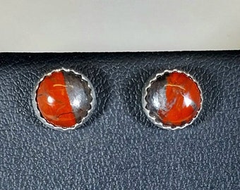 Lake Superior Jasper Stud Earrings, Sterling Silver, Jaspelite Earrings