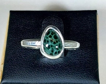 Michigan Greenstone Ring in Size 8 Sterling Silver