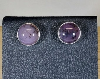 Amethyst Sage Agate Earrings, Sterling Silver, Solid Silver Earring, NV Amethyst Agate