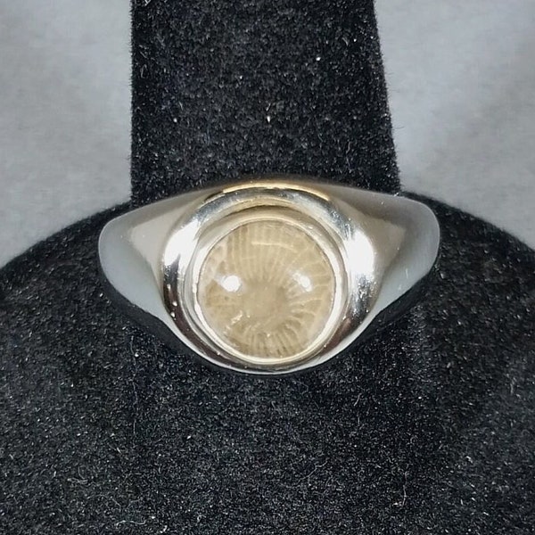 Petoskey Stone Ring Size 8, Silver and Stainless Steel, Petoskey Stone, Michigan Petoskey, Michigan State Stone, Michigan Jewelry