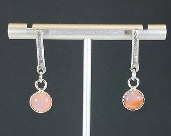 Lake Superior Agate Earring, Solid Sterling Silver, Minnesota Agate, Dangle Stud Agate Earrings