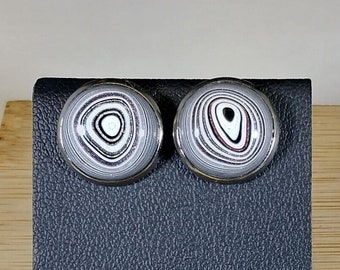 Fordite Earring, Stainless Steel, Michigan Fordite, Recycled, Larger Fordite Stud Earring