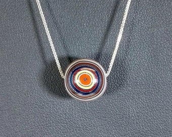 Fordite Necklace, Solid Silver Chain 925, Fordite Bead, Fordite Round Bead, Fordite, Polished Fordite, Car Gift, Fordite, Colorful Bead