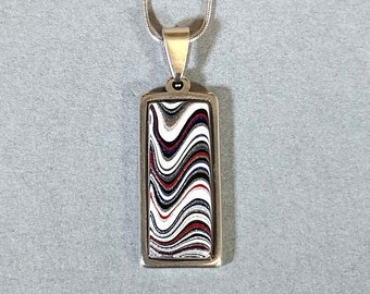 Fordite Necklace Michigan Fordite in a Rectangular Setting Gift for Him or Her