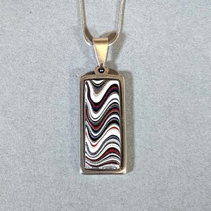 Fordite Necklace Michigan Fordite in a Rectangular Setting Gift for Him or Her image 1